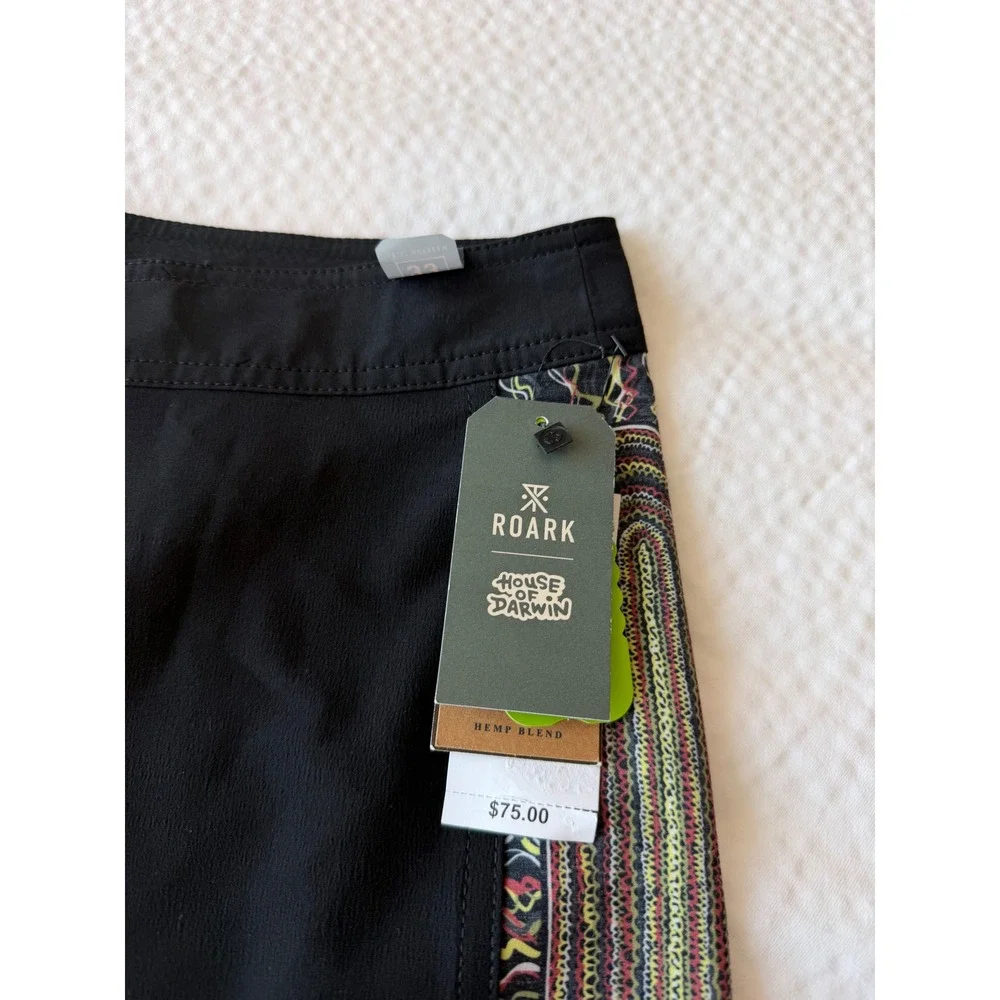 Roark House of Darwin The Passage Boardshorts Black Hemp Blend Size 32 NWT